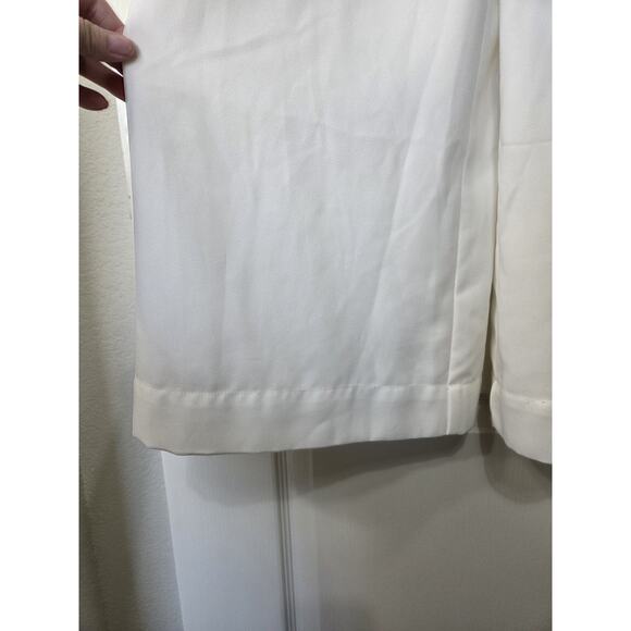 Avec Les Filles White Fitted Wide Leg V-Neck Cropped One-Piece Jumpsuit, Size 2 - Picture 8 of 16